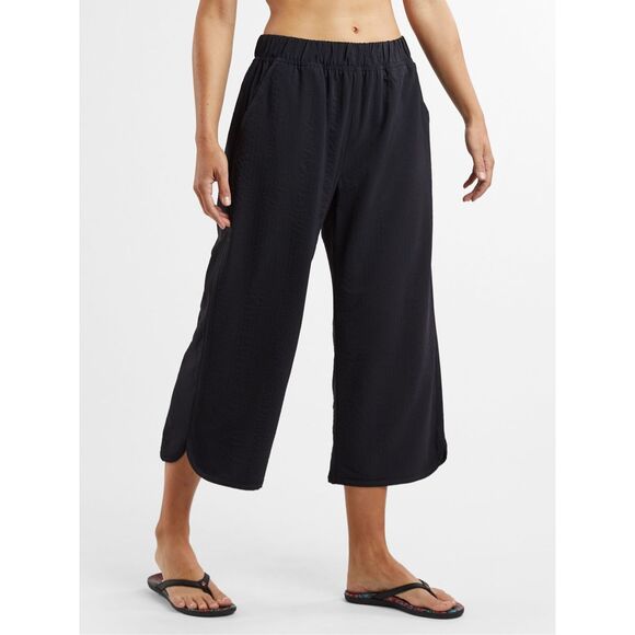 Title Nine Slaycation Wide Leg Cropped Pants size XS Black Pull On - Picture 1 of 10